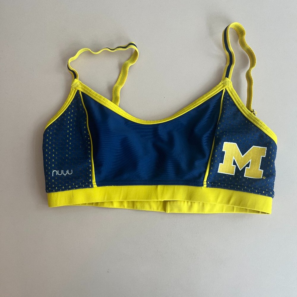 3/$20 Blue & Yellow University of Michigan Sports Bra with M Logo